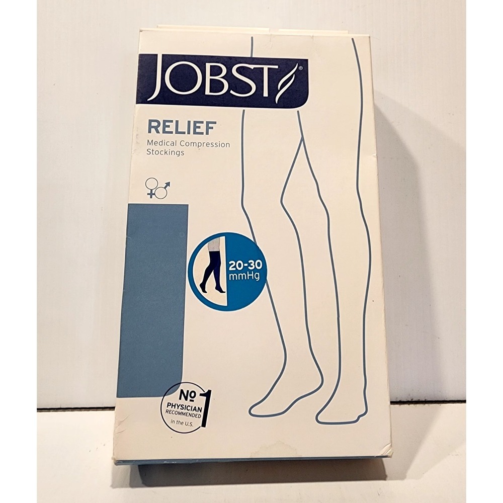 Jobst Relief‎  Med Compression Stockings 20-30 mmHg Thigh Highs Silicone Band Lg